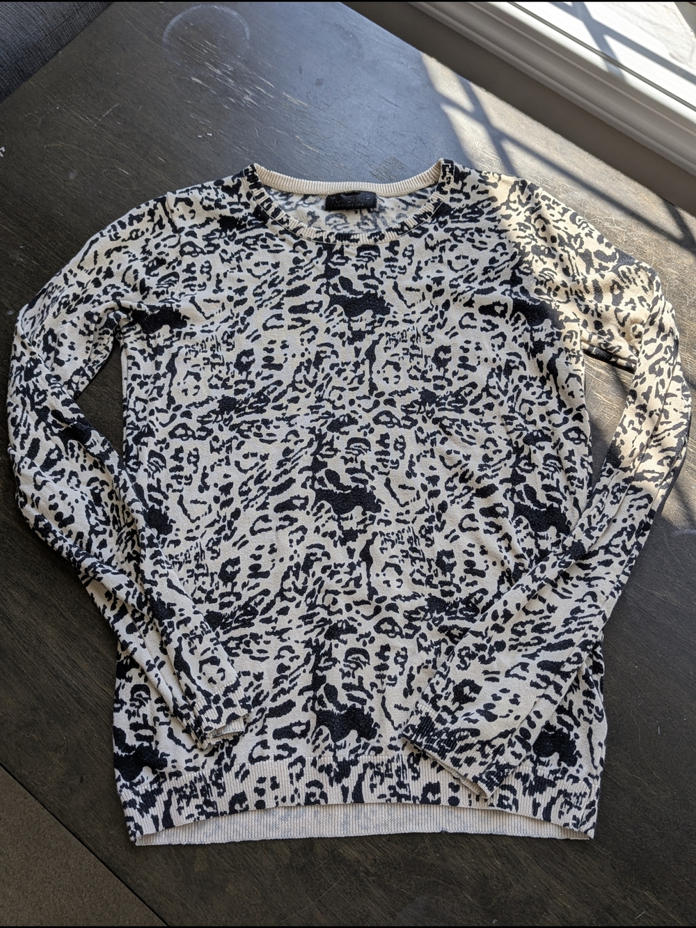 Topshop Black and Cream Leopard Print Crewneck